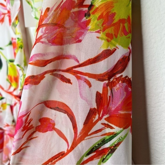 NWT Mini Dress Milly Nora Neon Botanical Ruffle Multi Color White Size 8 - Picture 12 of 16